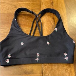 Spiritual Gangster Black Floral Strappy Sports Bra